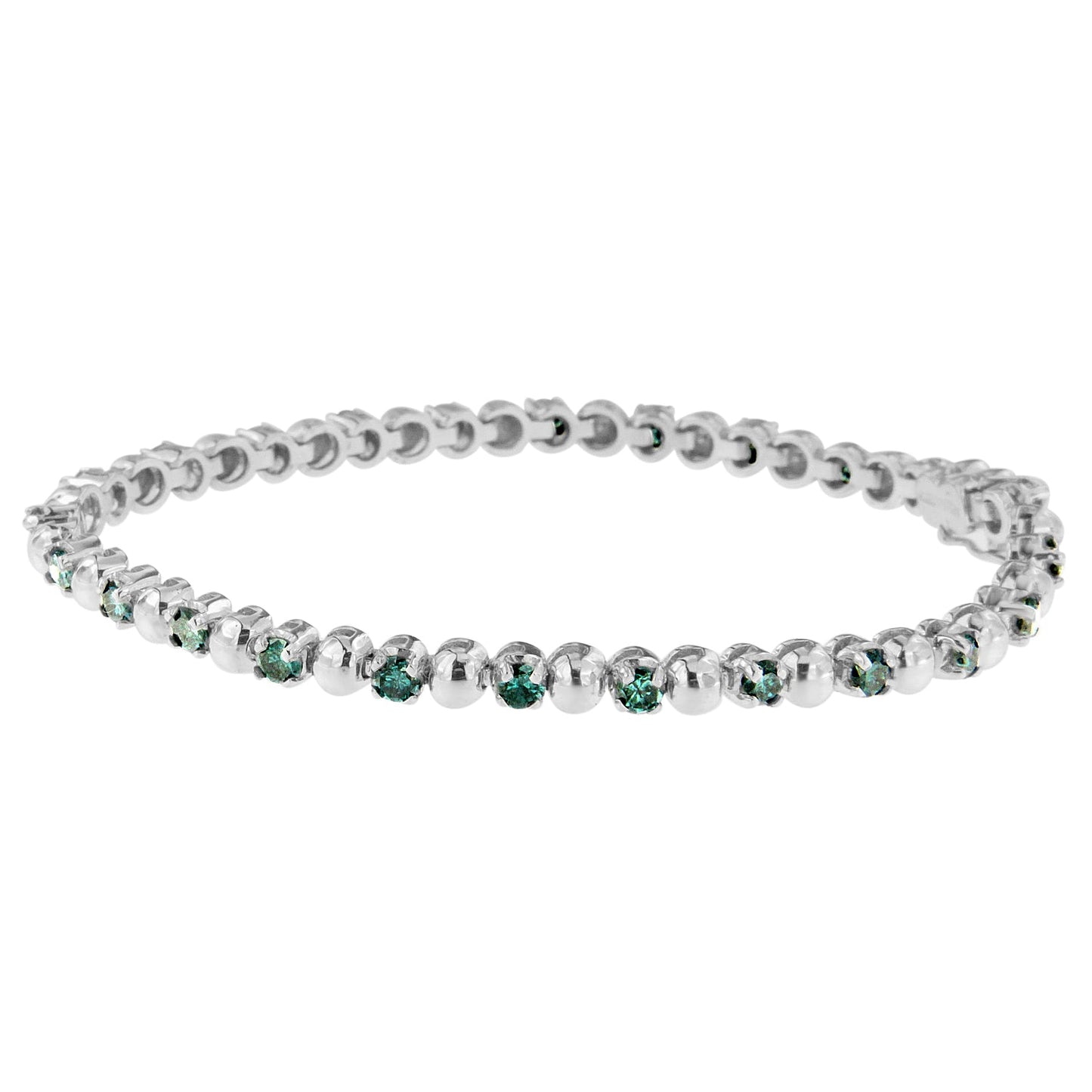 Bracelet en diamants bleus taille ronde en or blanc 14K