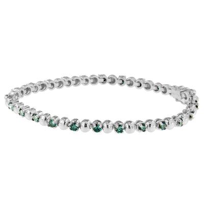 Bracelet en diamants bleus taille ronde en or blanc 14K