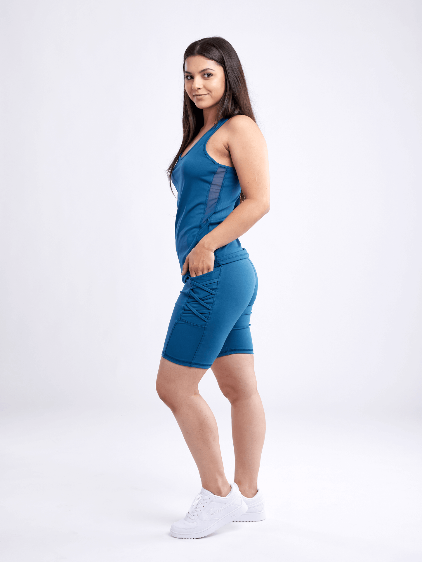 JupiterGear Women's Long Sports Tank Top with Mesh Panels