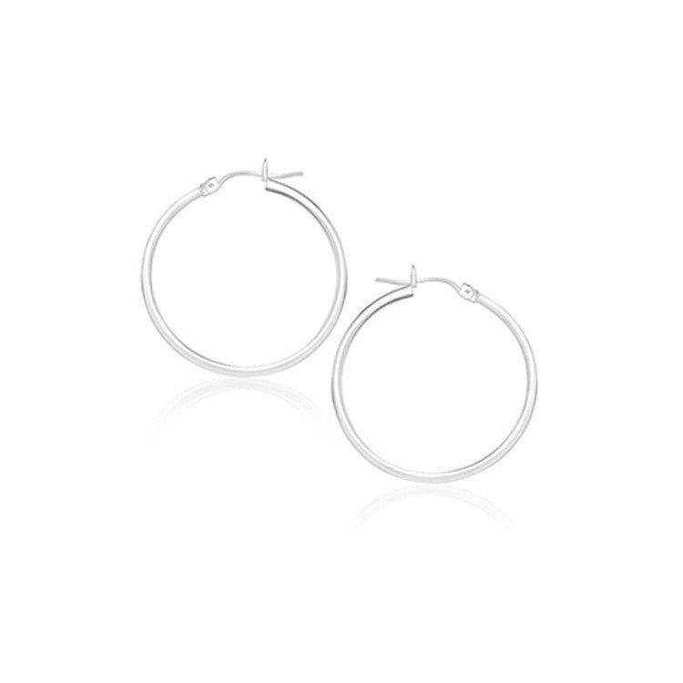Aros de Aro Pulidos de Oro Blanco de 14k - 20 mm