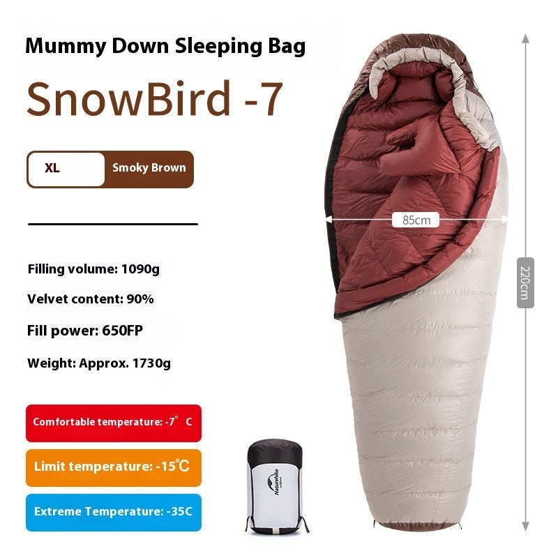 Sac de couchage momie en duvet d'oie premium pour un confort en plein air