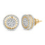 Boucles d'oreilles puces en diamant halo en or jaune 10K