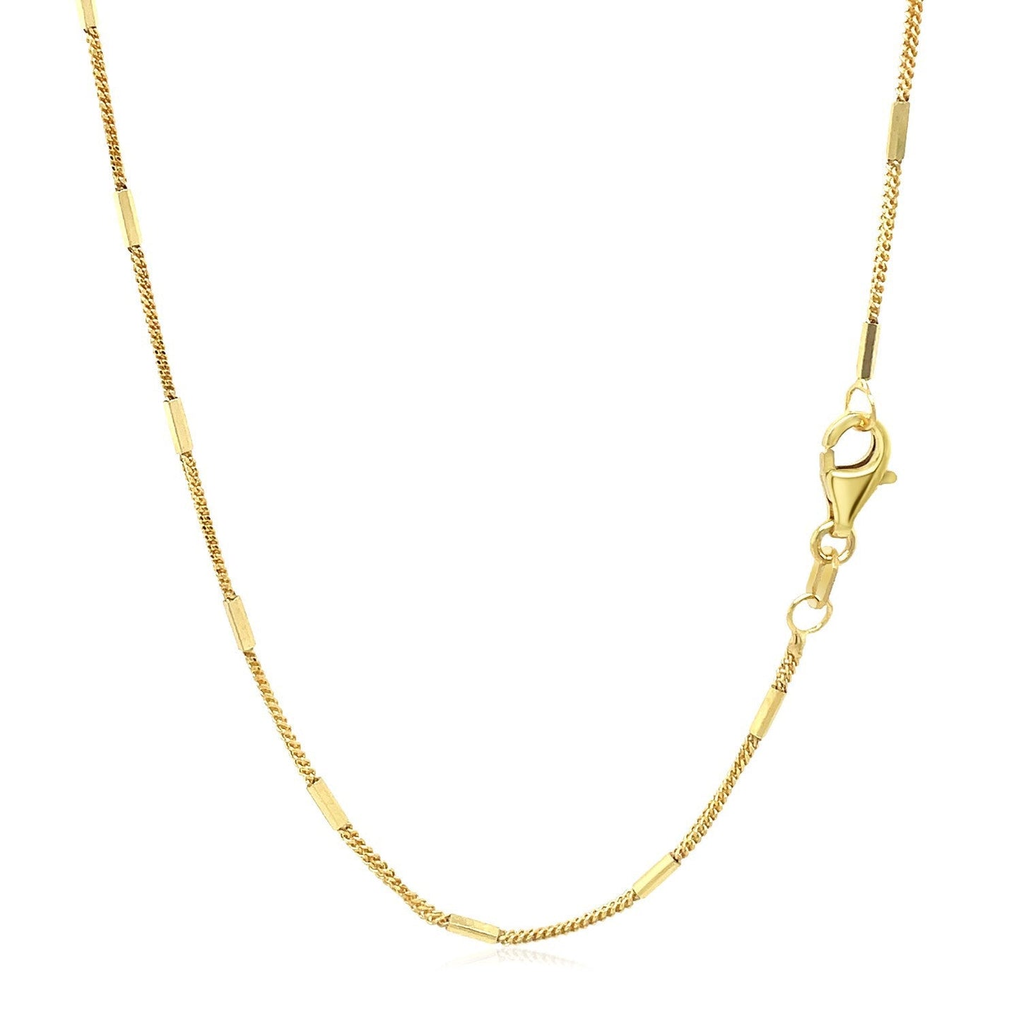 14k Yellow Gold Diamond Cut Bar Links Pendant Chain