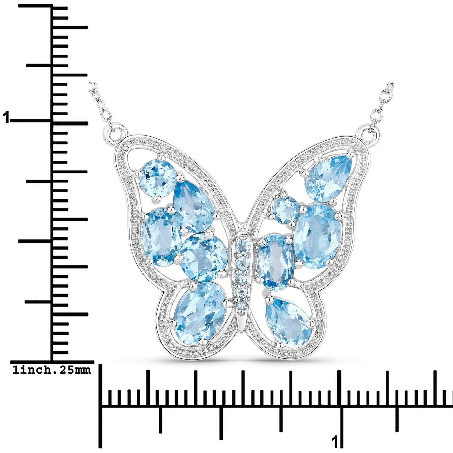 5.54 Carat Swiss Blue Topaz Necklace in Sterling Silver