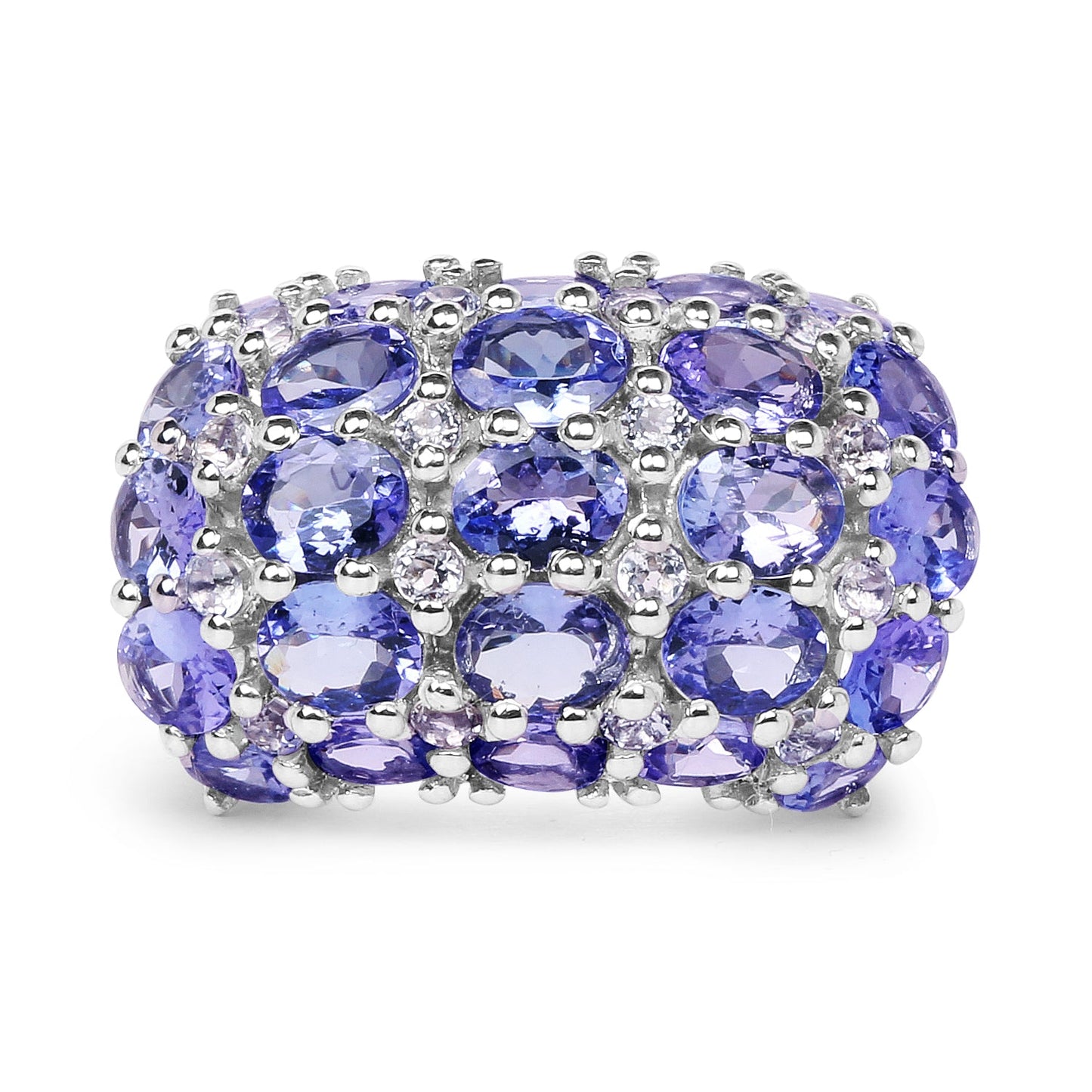 7.29 Carat Genuine Tanzanite & White Topaz Sterling Silver Ring