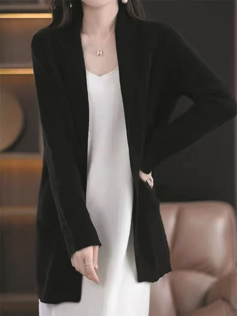 Cardigan en tricot mi-long ample et élégant pour femmes