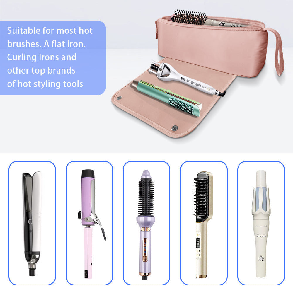 Portable Travel Anti-Scald Hair Curler and Dryer Bag