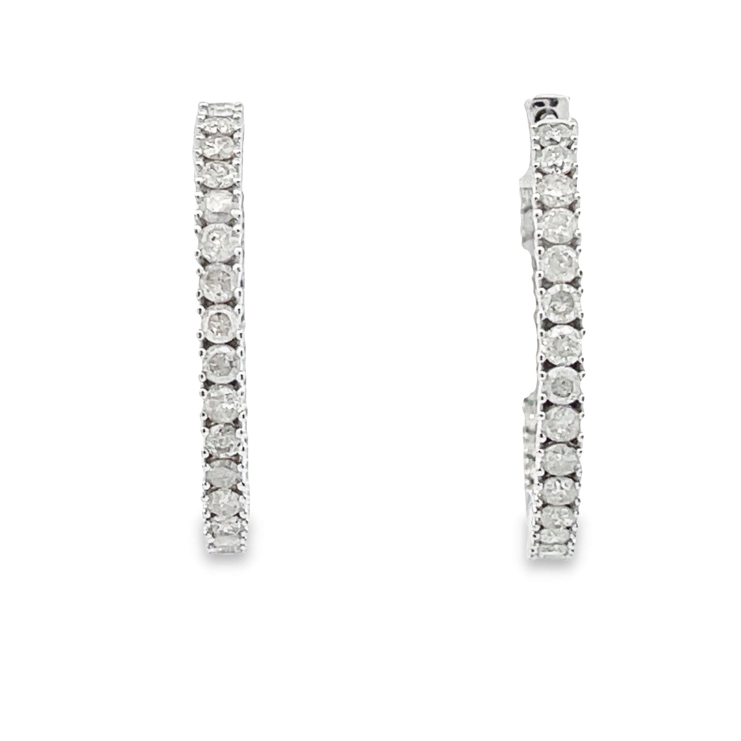 Genuine 1.53ct Diamond Hoop Earrings in 10KT White Gold