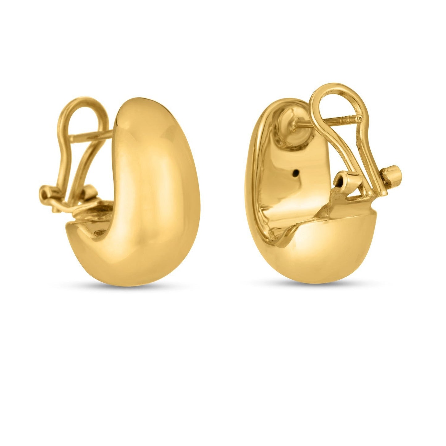 14k Yellow Gold Fancy Omega Hoop Earrings
