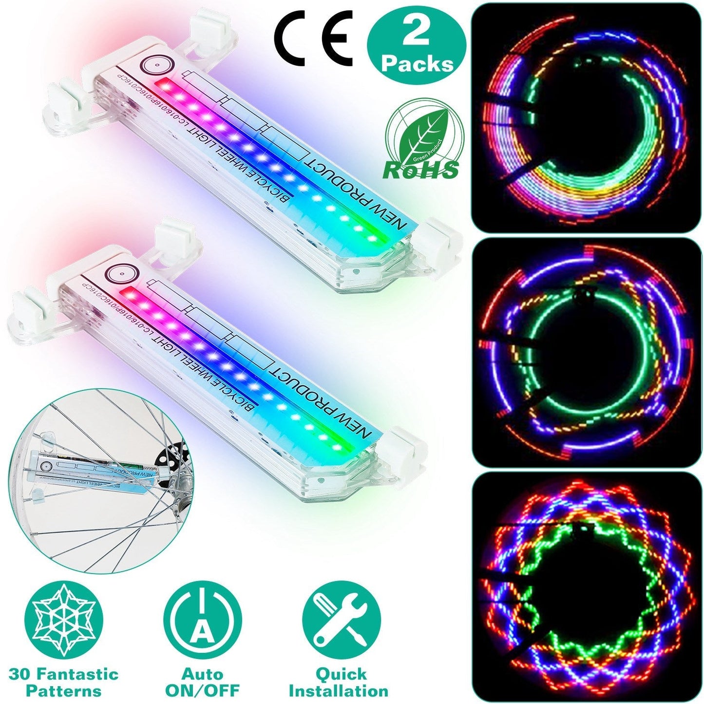 Lumières de vélo GBruno 32LED Patterns - 2 pièces