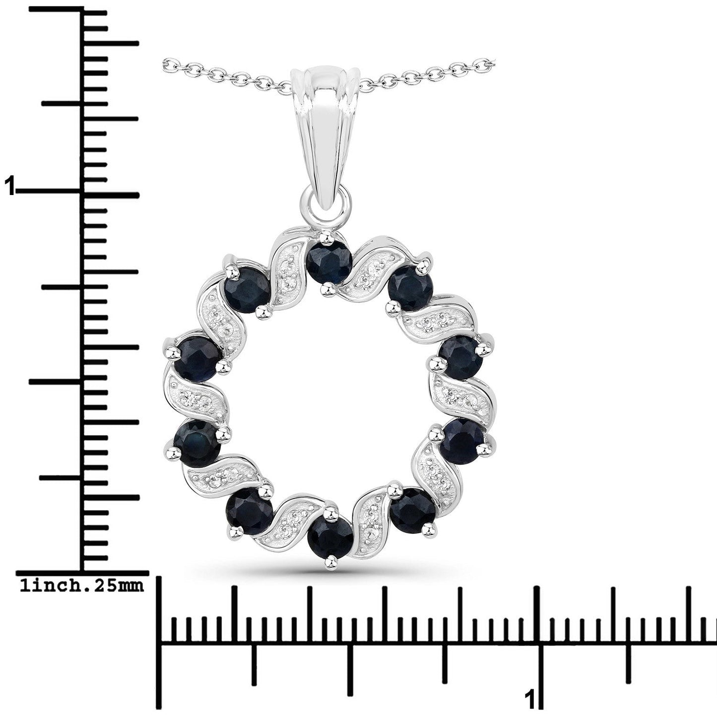 Colgante de Zafiro Azul de 1.30 Quilates y Topacio Blanco en Plata de Ley
