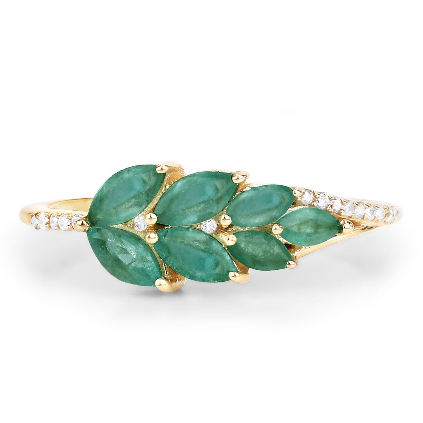 0.68 Carat Zambian Emerald & Diamond 14K Yellow Gold Engagement Ring
