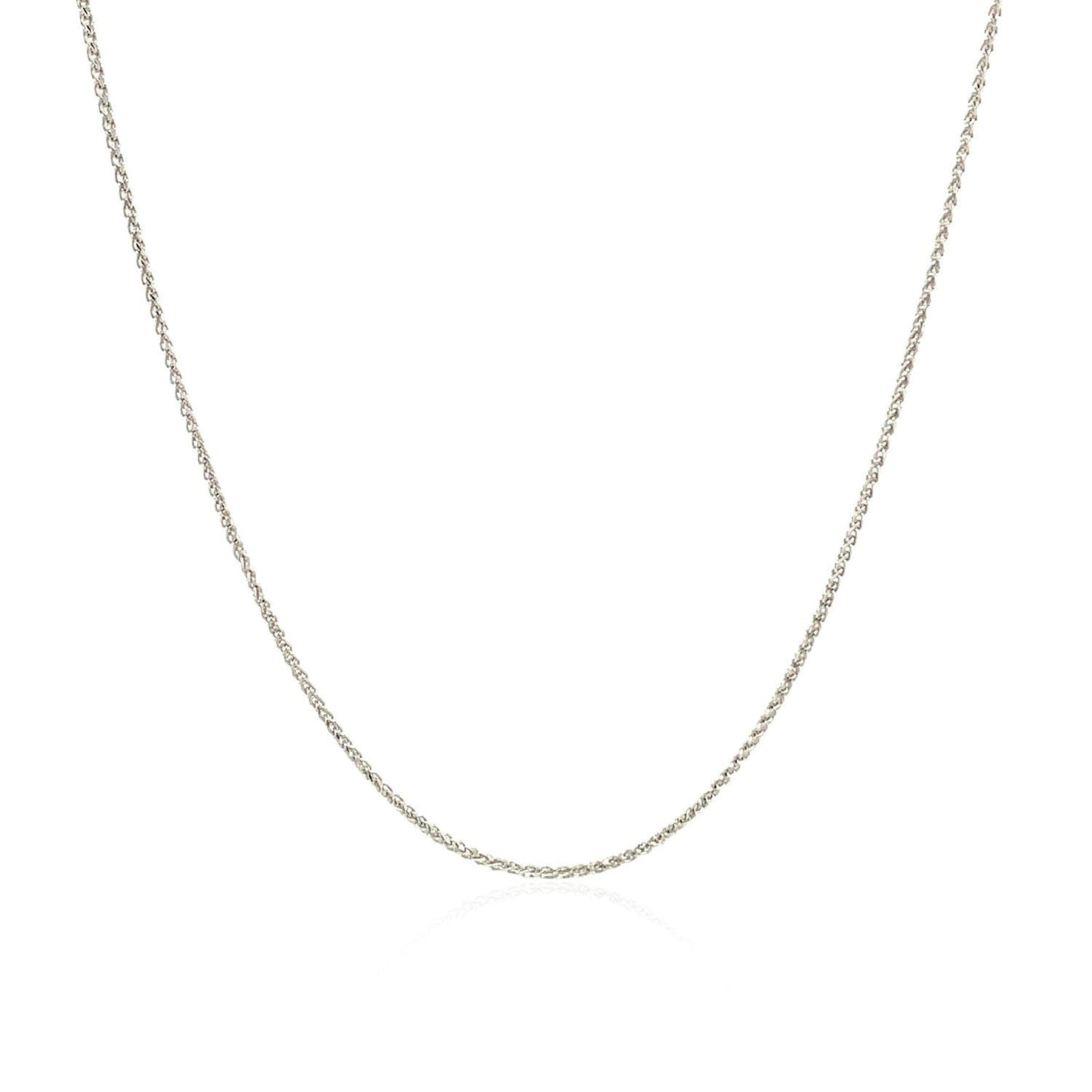 14k White Gold Diamond Cut Round Wheat Chain - 0.6mm