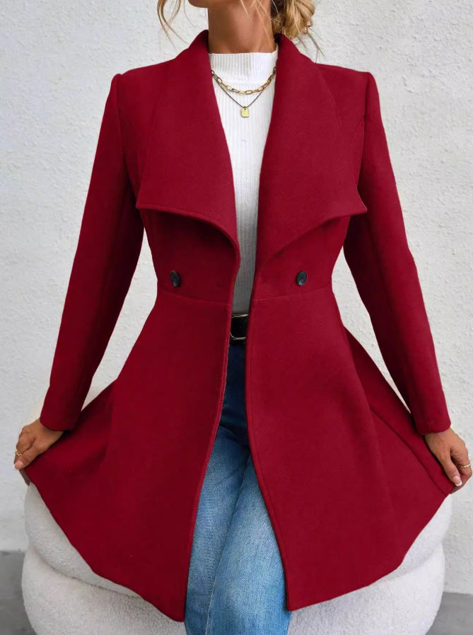 Elegant Slim-Fit Women's Wool Overcoat