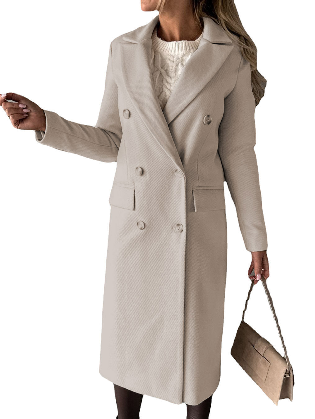 Elegant Long Sleeve Double Breasted Overcoat