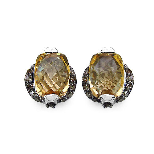 Pendientes de Citrino y Diamante Negro de 3.14 Quilates