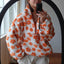 Winter Flowers Lambskin Sweatshirt with Big Pocket