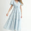 Elegant Eyelet Lace Puff Sleeve Midi Dress for Women