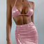 Women's 3 Piece Halter Snake Pattern Bikini Set with Cover Up