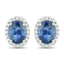 2.16 Carat Blue Sapphire and Diamond Halo Earrings in 14K White Gold