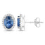2.16 Carat Blue Sapphire and Diamond Halo Earrings in 14K White Gold