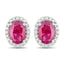 1.96 Carat Genuine Ruby and White Diamond 14K White Gold Earrings
