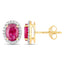 1.96 Carat Genuine Ruby and White Diamond 14K Yellow Gold Earrings