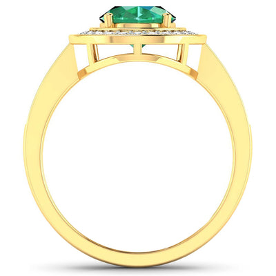 1.87 Carat Genuine Zambian Emerald and White Diamond Ring