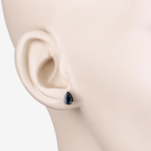 Boucles d'oreilles en saphir bleu véritable de 1,60 carat en or blanc 10K