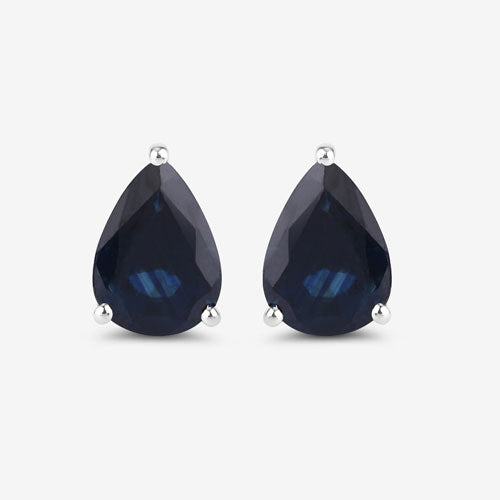 Boucles d'oreilles en saphir bleu véritable de 1,60 carat en or blanc 10K