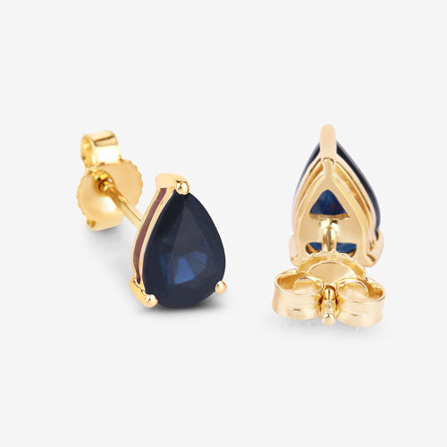 Pendientes de zafiro azul genuino de 1.60 quilates en oro amarillo de 10 quilates