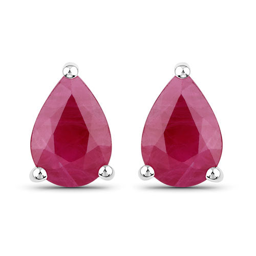 Boucles d'oreilles en or blanc 14K avec rubis véritable de 1,60 carat