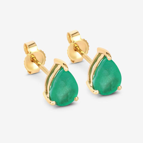 Pendientes de Esmeralda Zambiana de 1.30 Quilates en Oro Amarillo de 10K