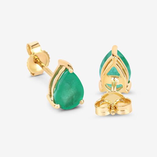 Pendientes de Esmeralda Zambiana de 1.30 Quilates en Oro Amarillo de 10K