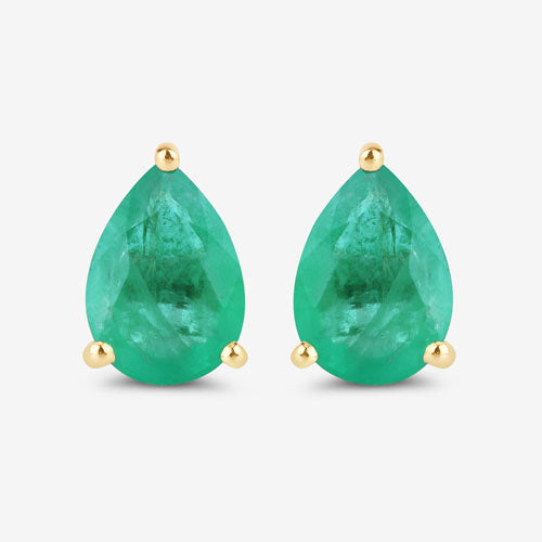Pendientes de Esmeralda Zambiana de 1.30 Quilates en Oro Amarillo de 10K