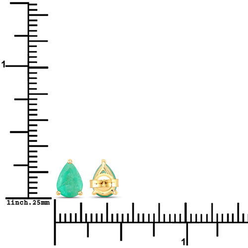 Pendientes de Esmeralda Zambiana de 1.30 Quilates en Oro Amarillo de 10K