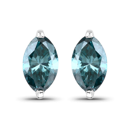 Boucles d'oreilles en diamant bleu véritable de 0,69 carat en or blanc 14K