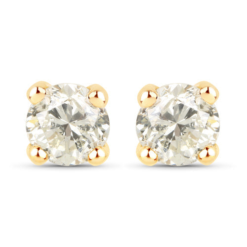 Pendientes de diamante LB genuino de 1.01 quilates en oro amarillo de 14K