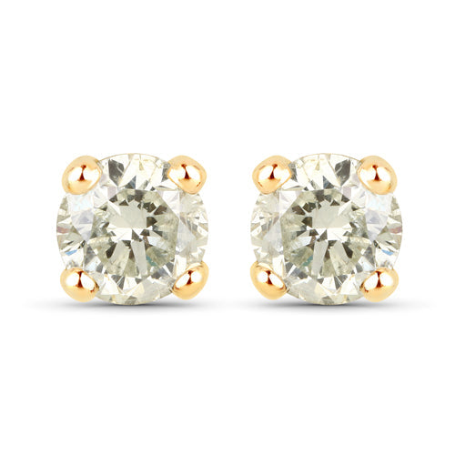 Boucles d'oreilles en or jaune 14K avec diamant LB de 0,86 carat