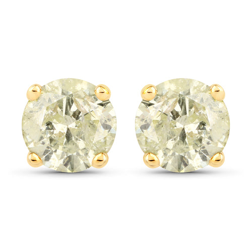 Pendientes de diamante LB genuino de 1.12 quilates en oro amarillo de 14 quilates
