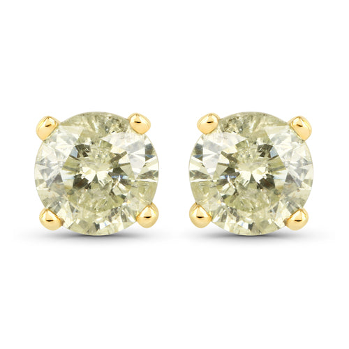 Boucles d'oreilles en or jaune 14K avec diamants LB de 1,15 carat