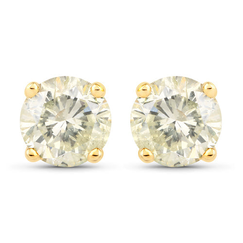 Boucles d'oreilles en or jaune 14K avec diamant LB de 1,24 carat