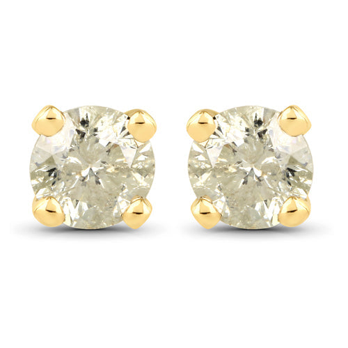 Pendientes de diamante LB genuino de 0.92 quilates en oro amarillo de 14K