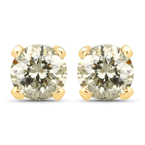 Pendientes de diamante LB genuino de 0.98 quilates en oro amarillo de 14K