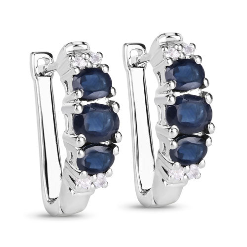 Pendientes de Zafiro Azul y Topacio Blanco de 1.66 Quilates