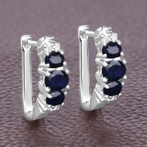 Pendientes de Zafiro Azul y Topacio Blanco de 1.66 Quilates