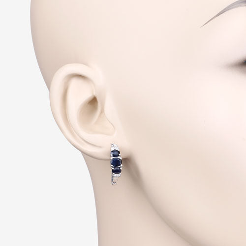 Pendientes de Zafiro Azul y Topacio Blanco de 1.66 Quilates