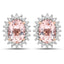 1.61 Carat Genuine Morganite and White Diamond Halo Earrings