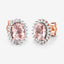 1.61 Carat Genuine Morganite and White Diamond Halo Earrings