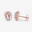 1.61 Carat Genuine Morganite and White Diamond Halo Earrings